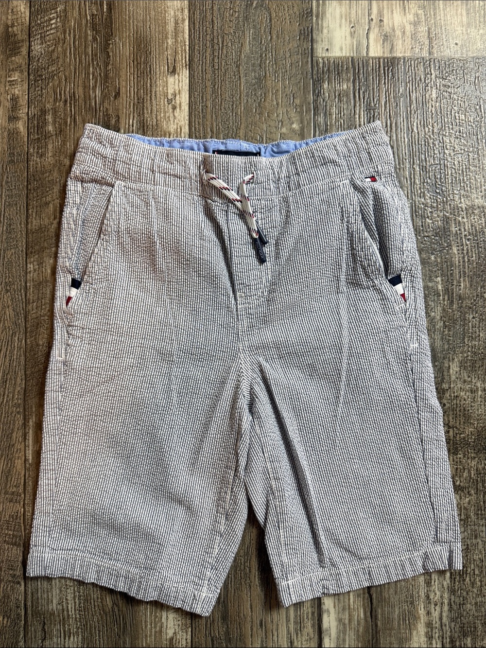 🌟Tommy Hilfiger🌟 Boy Light Blue & White Seersucker Shorts, 8-10